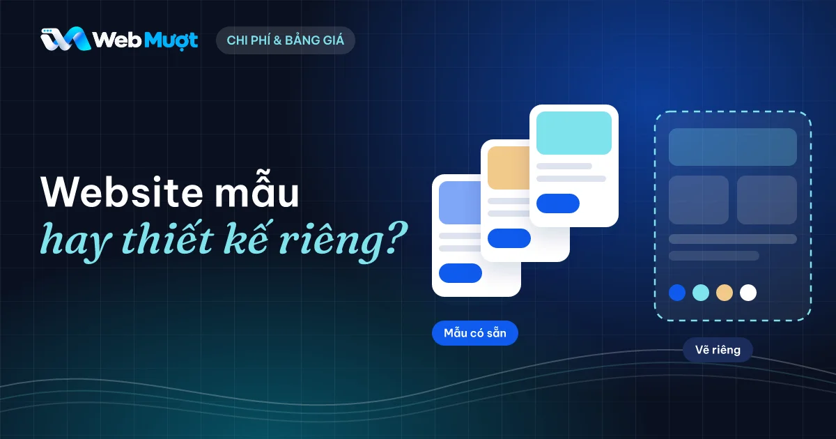 Website mẫu hay thiết kế riêng: ba mẫu có sẵn đặt cạnh một bản vẽ giao diện riêng